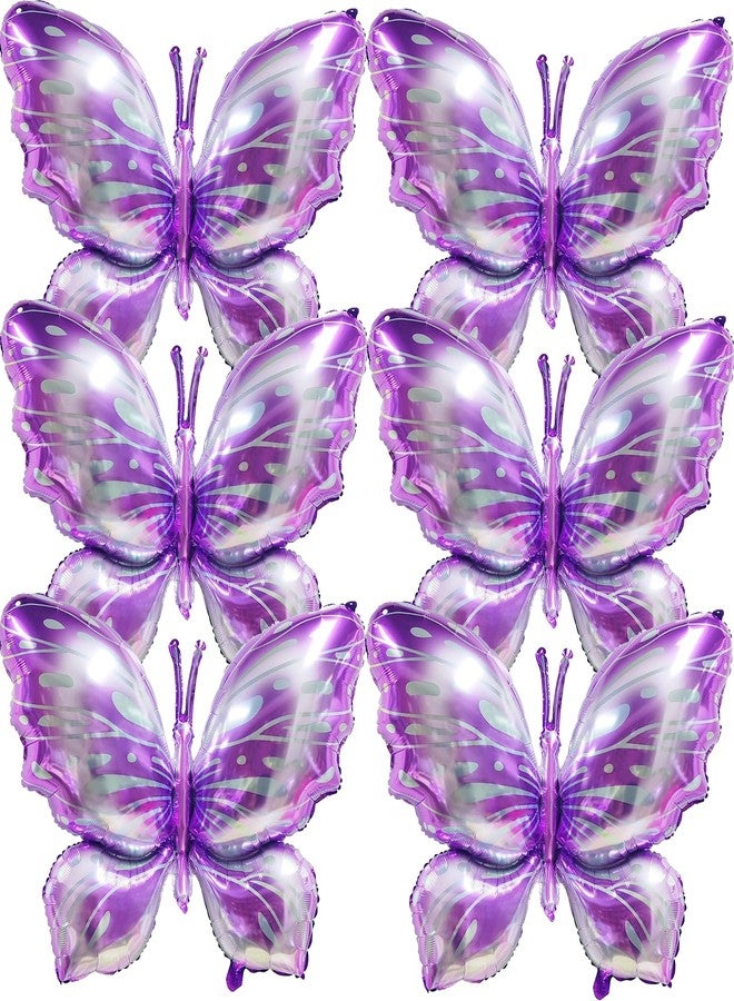 CUUSNNY 6 Pcs Butterfly Balloons,40 Inch Purple Butterfly Balloon Butterfly Birthday Decorations for Butterfly Theme Garden Party Wedding Birthday Baby Shower(Purple) - Image 1